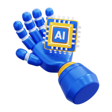Chip de inteligencia artificial en mano robótica  3D Icon
