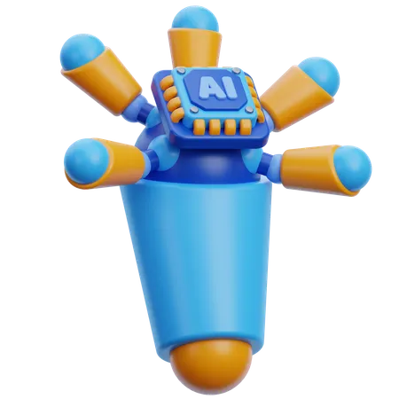 Chip en mano robótica ai  3D Icon