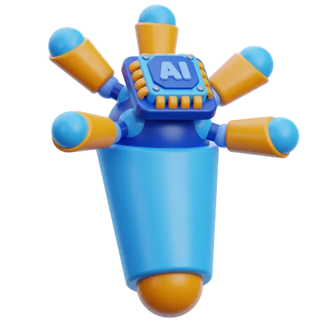 Chip in ai robotic hand  3D Icon