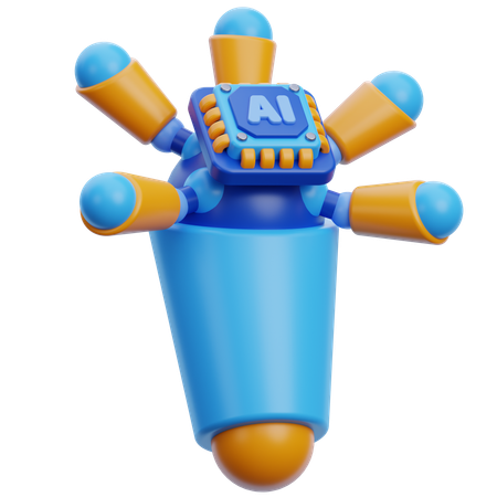 Chip in ai robotic hand  3D Icon