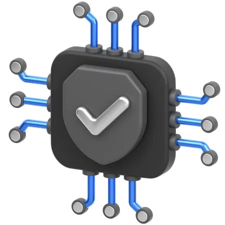 Chip With Sheild  3D Icon