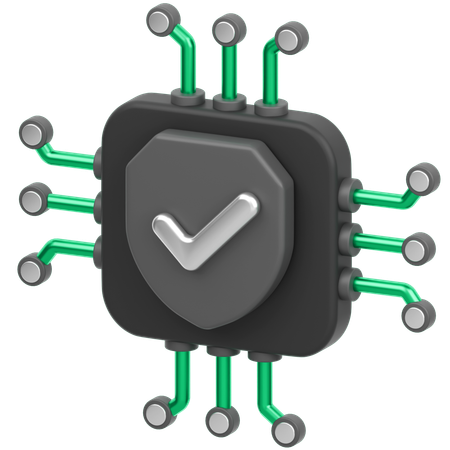 Chip With Sheild  3D Icon