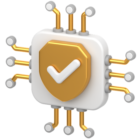 Chip With Sheild  3D Icon