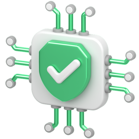 Chip With Sheild  3D Icon