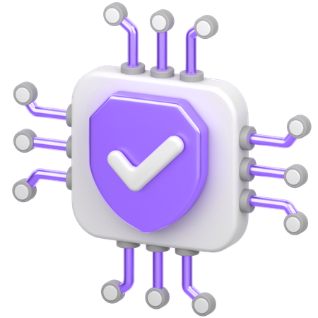 Chip With Sheild  3D Icon
