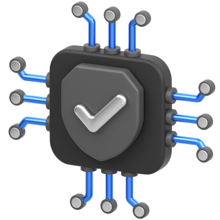 Chip With Sheild  3D Icon