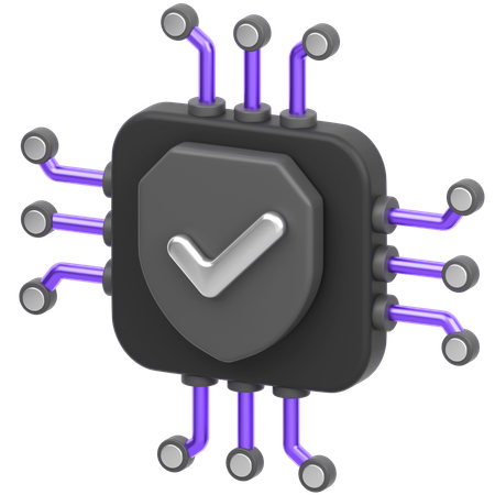 Chip With Sheild  3D Icon