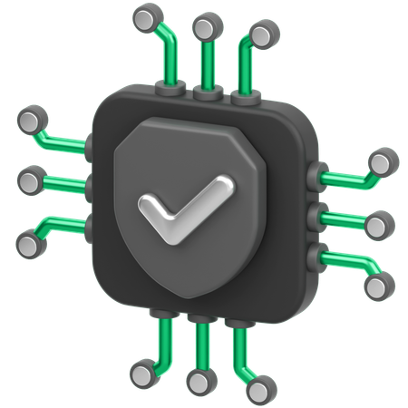 Chip With Sheild  3D Icon