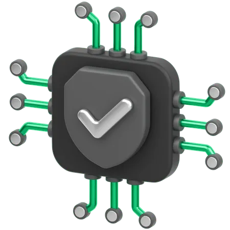 Chip With Sheild  3D Icon