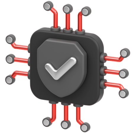 Chip With Sheild  3D Icon