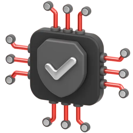 Chip With Sheild  3D Icon
