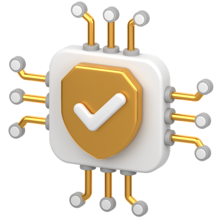 Chip With Sheild  3D Icon