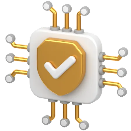 Chip With Sheild  3D Icon