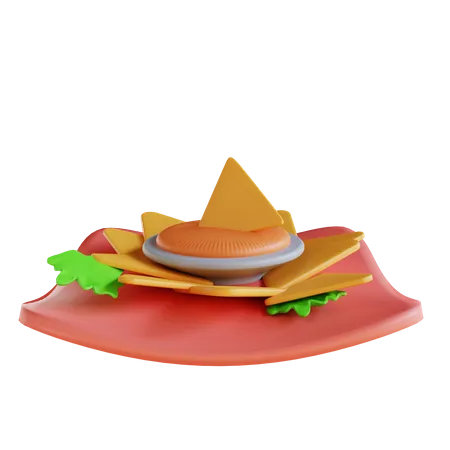 3 D Illustration Chips And Sauce 3D Icon