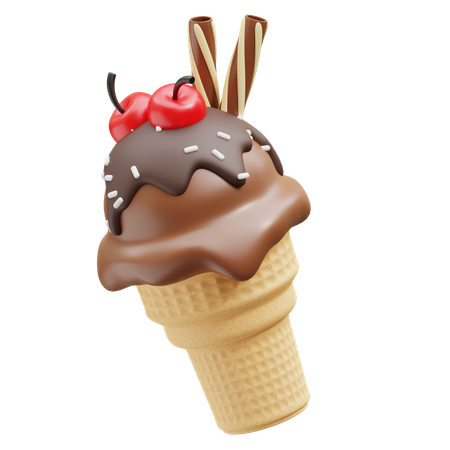 Choclate Ice Cream Cone  3D Icon