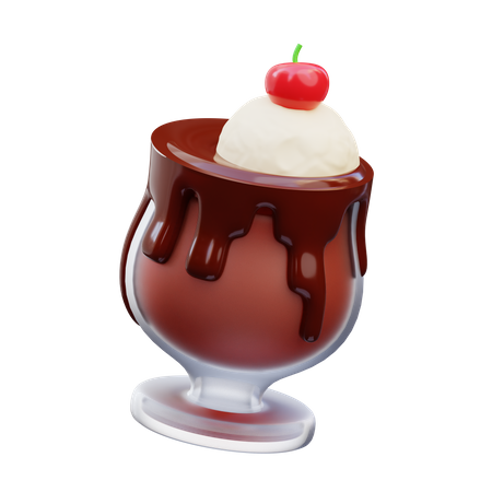 Choco Melted Cake Glass  3D Icon