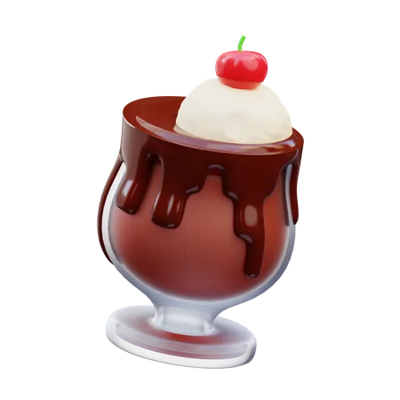 Choco Melted Cake Glass  3D Icon