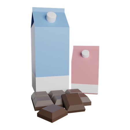 Chocolate And Milk  3D Illustration