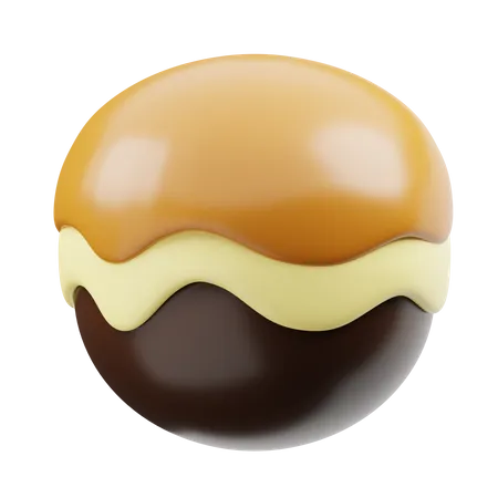 Chocolate Ball Caramel & Vanilla Cream  3D Icon