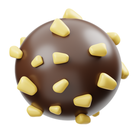 Chocolate Ball With Cashew Nuts  3D Icon