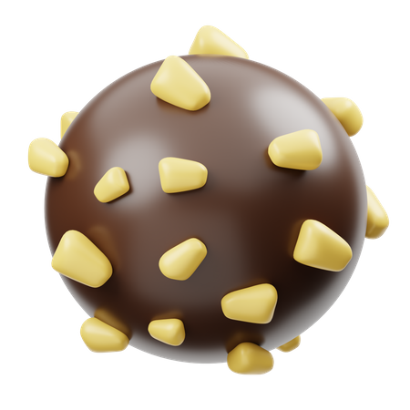 Chocolate Ball With Cashew Nuts  3D Icon
