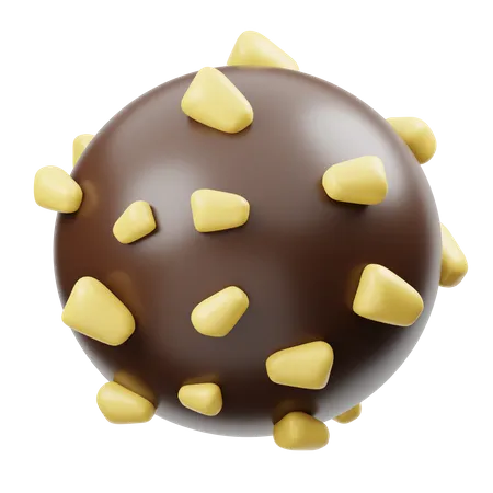 Chocolate Ball With Cashew Nuts  3D Icon
