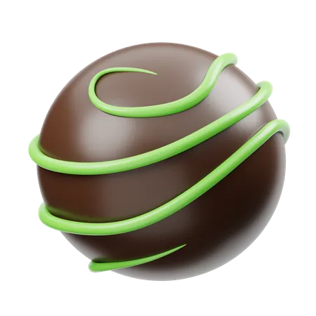 Chocolate Ball With Matcha Cream  3D Icon