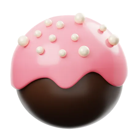 Chocolate Ball With Strawberry Cream & Vanilla Chips  3D Icon