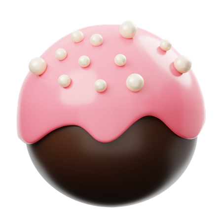 Chocolate Ball With Strawberry Cream & Vanilla Chips  3D Icon