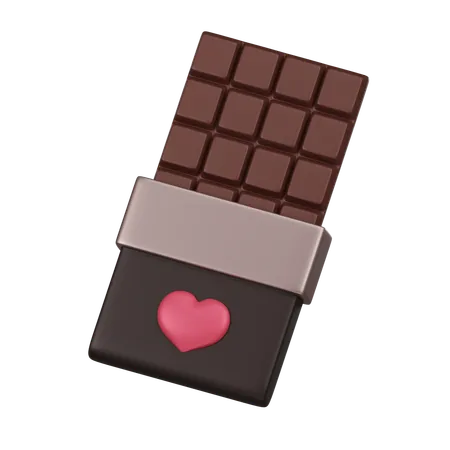 A 3 D Chocolate Bar With A Pink Heart On Its Wrapper An Inviting Symbol Of Sweetness And Affection Often Shared As A Gift 3D Icon