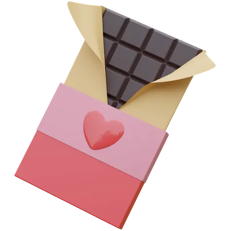 Heart On Chocolate Bar Valentine Day 3 D Illustration 3D Icon