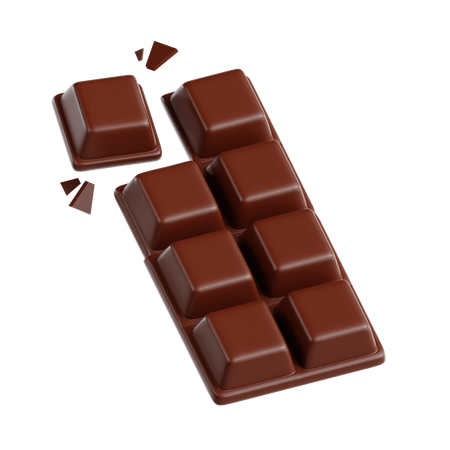 Chocolate Bar With A Broken Piece  3D Icon