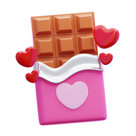 Chocolate Bar With Hearts  3D Icon