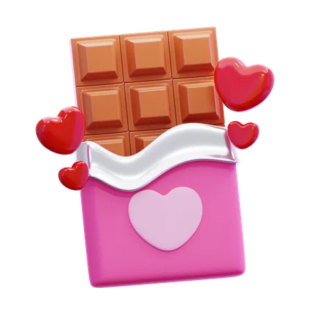 Chocolate Bar With Hearts  3D Icon