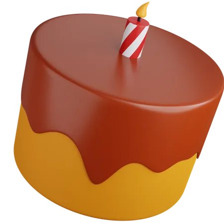 3 D Icon Illustration Chocolate Cake With Candles 3D Icon