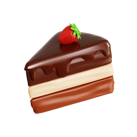 3 D Chocolate Cake With Strawberry 3D Icon