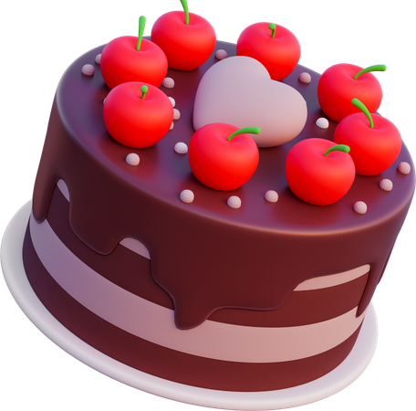 Chocolate Cake With Cherries  3D Icon