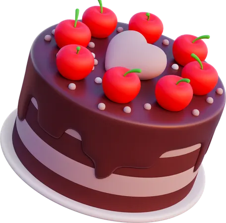 Chocolate Cake With Cherries  3D Icon