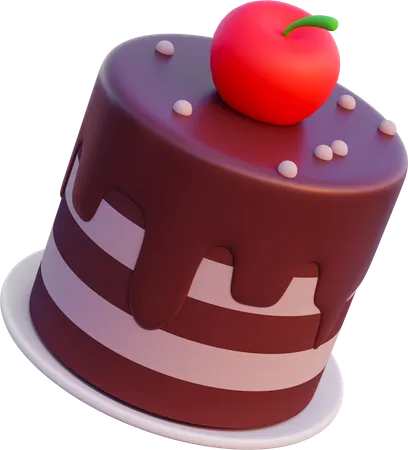 Chocolate Cake With Cherry  3D Icon