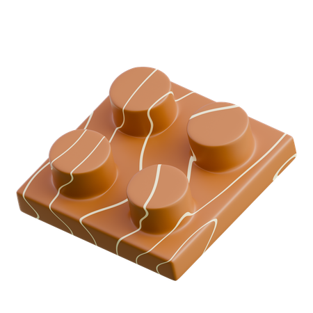 Chocolate Caramel Square  3D Icon