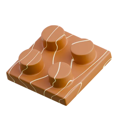 Chocolate Caramel Square  3D Icon