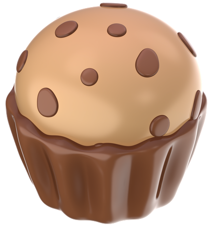 Chocolate chip cupcake  3D Icon