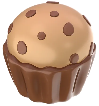 Chocolate chip cupcake  3D Icon