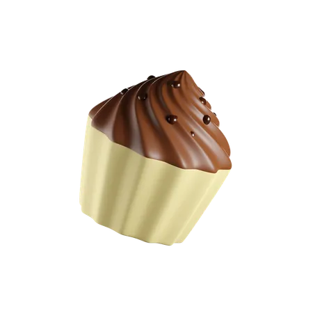 Chocolate Cup Cake 3 D Render Isolated Images 3D Icon