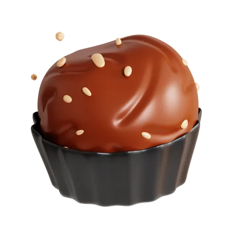 3 D Chocolate Cupcake 3D Icon