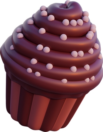 스프링클을 곁들인 초콜릿 컵케이크  3D Icon