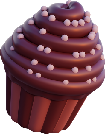 Chocolate Cupcake With Sprinkles  3D Icon