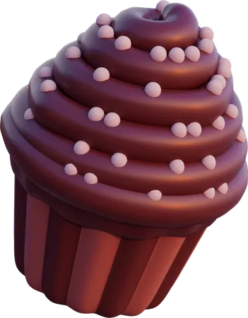 Chocolate Cupcake With Sprinkles  3D Icon