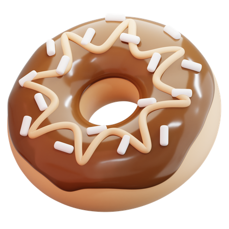 Chocolate Donut With Sprinkles And Cream  3D Icon