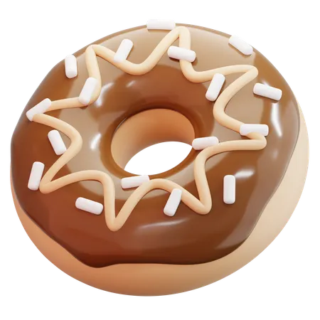 Chocolate Donut With Sprinkles And Cream  3D Icon